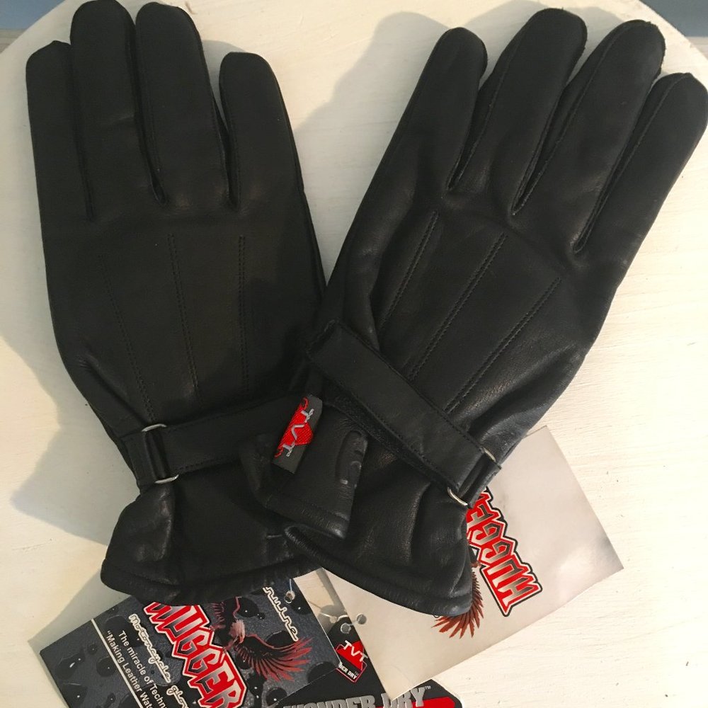 Hugger motorcycle riding gloves unisex leather black size XL extra large